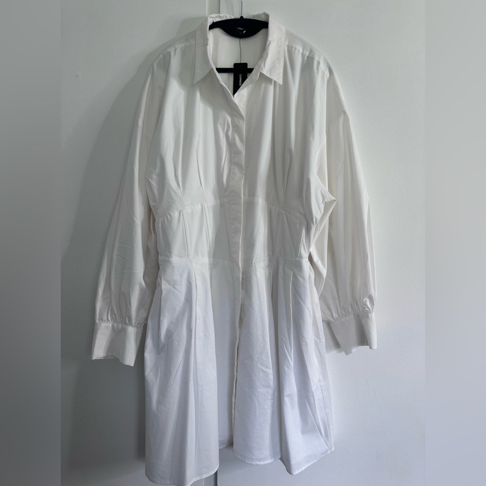 Express Classic White Corset Shirt Dress